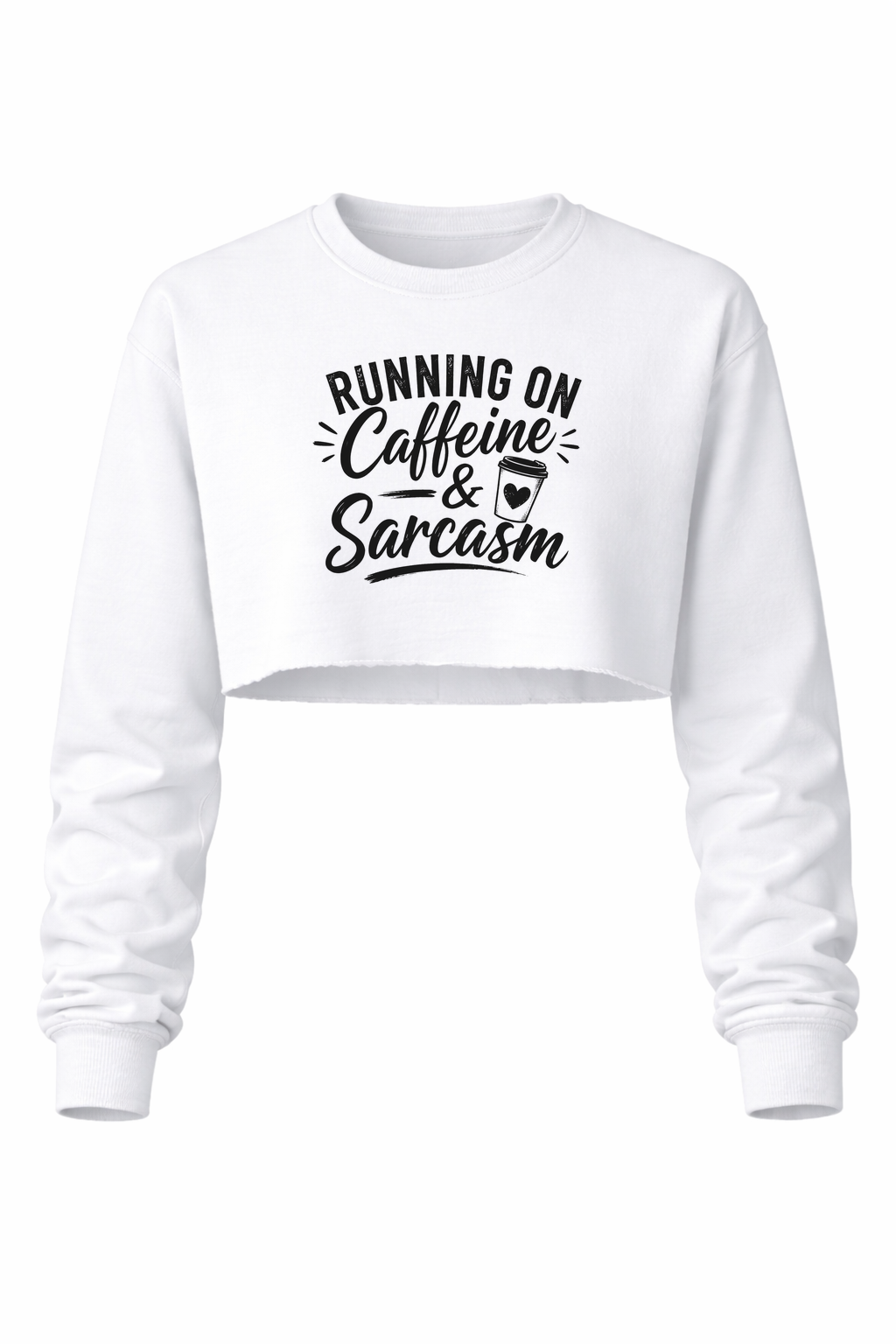 Caffeine and Sarcasm Women’s Long Sleeve Crop Top