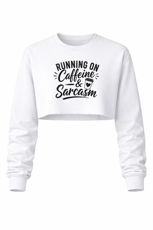 Caffeine and Sarcasm Women’s Long Sleeve Crop Top